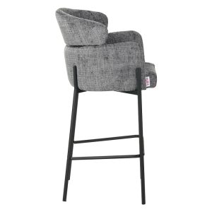 029 000254 2 Bar stool Tolerse Inart light gray fabric-leg black metalIndoor furniture > Bar stools