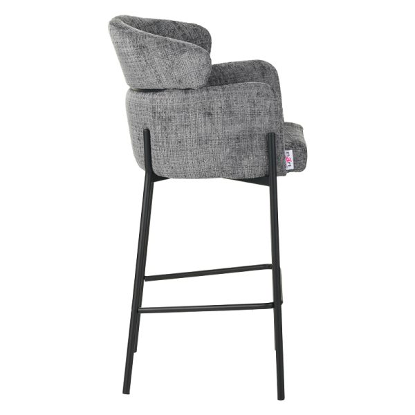 029 000254 2 Bar stool Tolerse Inart light gray fabric-leg black metalIndoor furniture > Bar stools