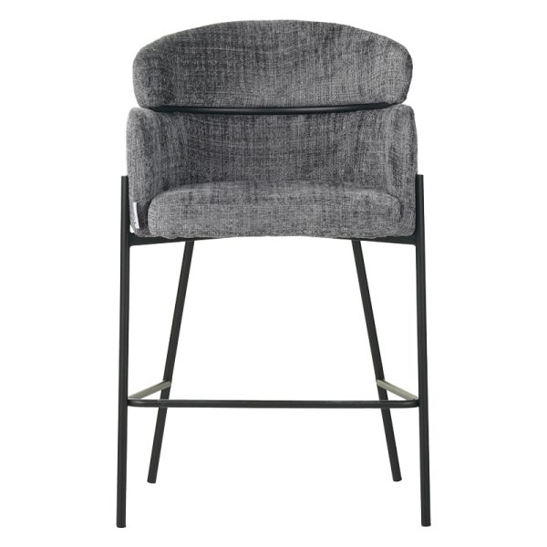 029 000254 3 Bar stool Tolerse Inart light gray fabric-leg black metalIndoor furniture > Bar stools