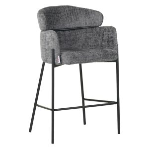 029 000254 Bar stool Tolerse Inart light gray fabric-leg black metalIndoor furniture > Bar stools