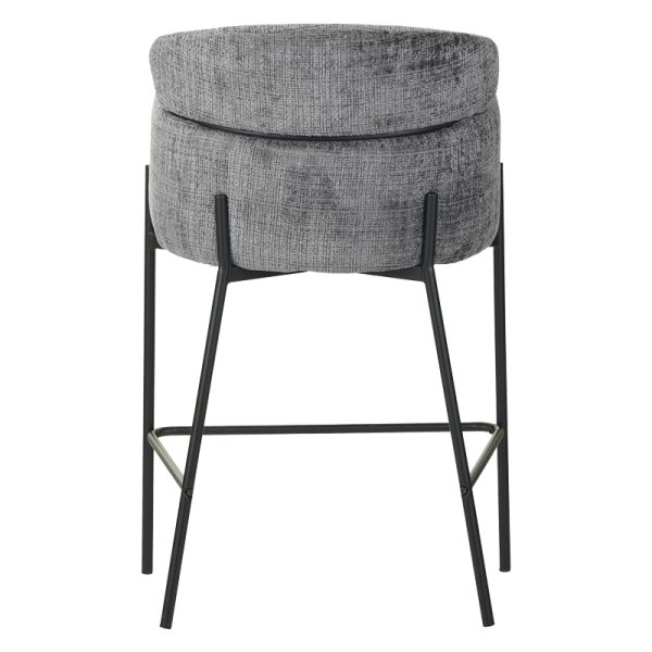 029 000254 4 Bar stool Tolerse Inart light gray fabric-leg black metalIndoor furniture > Bar stools