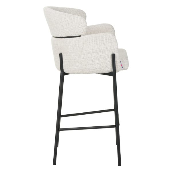 029 000255 2 Bar stool Tolerse Inart beige fabric-leg black metalIndoor furniture > Bar stools