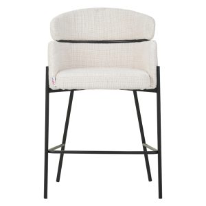 029 000255 3 Bar stool Tolerse Inart beige fabric-leg black metalIndoor furniture > Bar stools