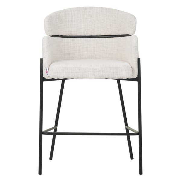 029 000255 3 Bar stool Tolerse Inart beige fabric-leg black metalIndoor furniture > Bar stools