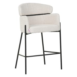 029 000255 Bar stool Tolerse Inart beige fabric-leg black metalIndoor furniture > Bar stools