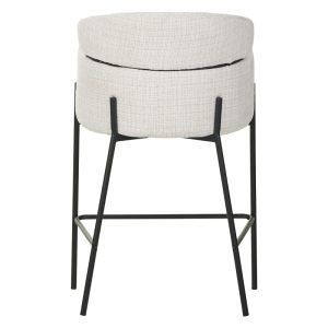 029 000255 4 Bar stool Tolerse Inart beige fabric-leg black metalIndoor furniture > Bar stools