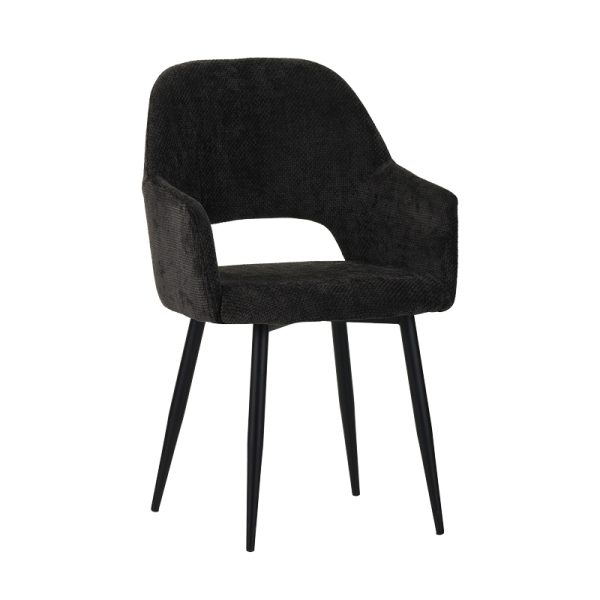 029 000258 Factols Inart armchair dark grey fabric-leg black metal 53x61x84cmIndoor furniture > Living room armchairs