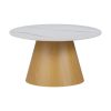 029 000265 Side table Kirkene Inart white marble color sintered stone and white metal D50x50cmIndoor furniture > Tables auxiliary
