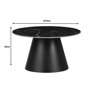 029 000267 3 Fabrin Inart coffee table black marble sintered stone-black metal D70x40cmIndoor furniture > Tables auxiliary