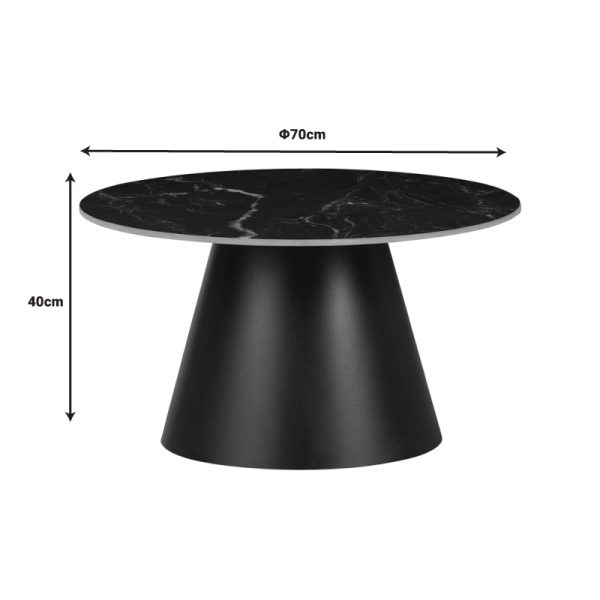 029 000267 3 Fabrin Inart coffee table black marble sintered stone-black metal D70x40cmIndoor furniture > Tables auxiliary