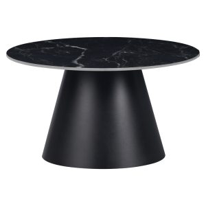 029 000267 Fabrin Inart coffee table black marble sintered stone-black metal D70x40cmIndoor furniture > Tables auxiliary