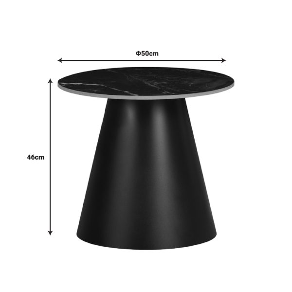 029 000268 3 Fabrin Inart side table black marble sintered stone-black metal D50x46cmIndoor furniture > Tables auxiliary