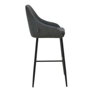 029 000288 2 Bar Stool Patrin dark grey color pu-metal leg in black color