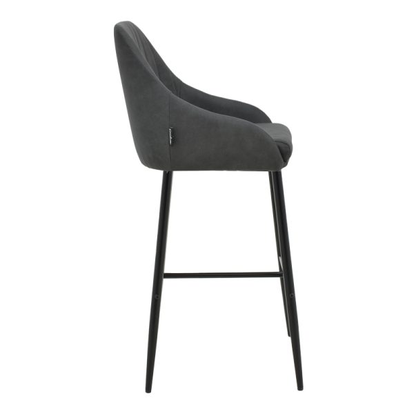 029 000288 2 Bar Stool Patrin dark grey color pu-metal leg in black color
