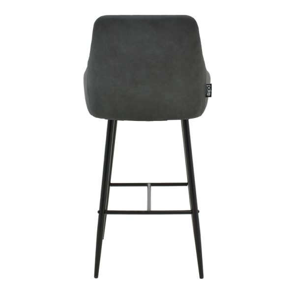 029 000288 4 Bar Stool Patrin dark grey color pu-metal leg in black color