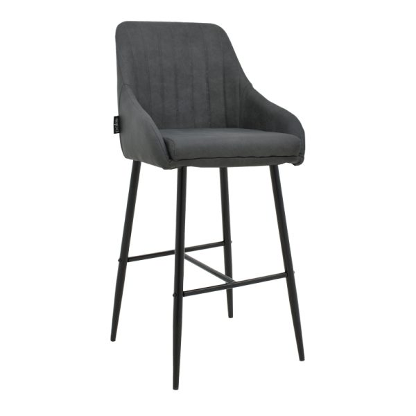 029 000288 Bar Stool Patrin dark grey color pu-metal leg in black color