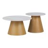 029 000313 Side table Ginoze Inart cappuccino metal D50x50cmIndoor furniture > Coffee tables