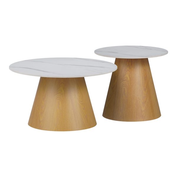 029 000313 Coffee table Soleire Inart set 2 pieces white marble sintered stoneIndoor furniture > Coffee tables