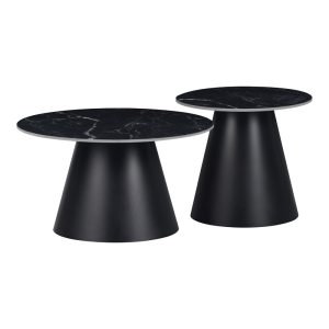 029 000314 Fabrin Inart side table black marble sintered stone-black metalIndoor furniture > Tables auxiliary