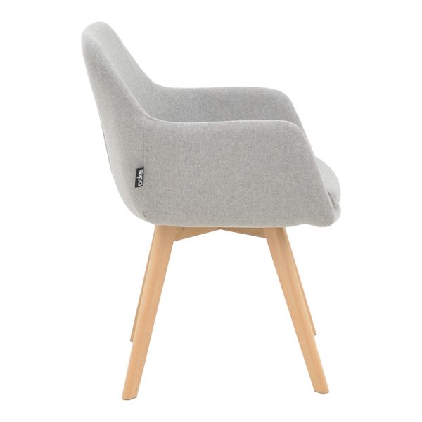 029 000328 2 Safira armchair pakoworld fabric in grey color with natural color wooden leg 57x58x84cmIndoor furniture > Armchairs