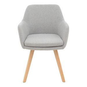 029 000328 3 Safira armchair pakoworld fabric in grey color with natural color wooden leg 57x58x84cmIndoor furniture > Armchairs