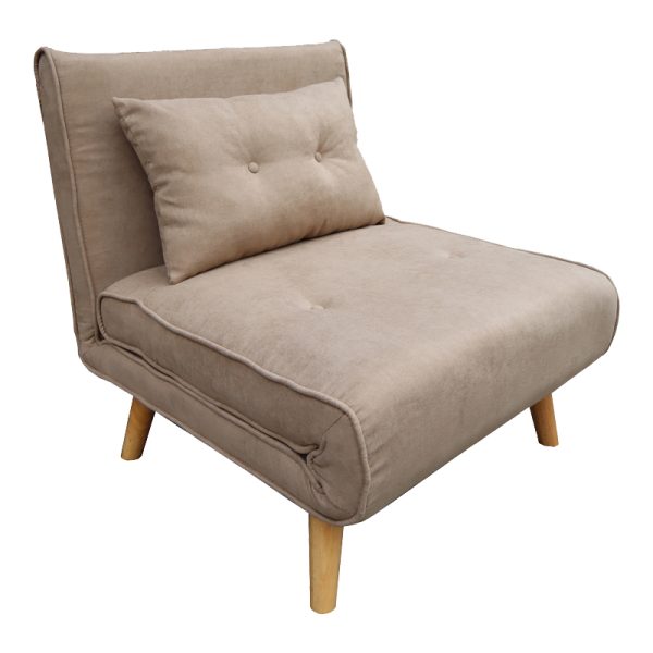 035 000093 Josuane armachair-bed pakoworld beige fabric and natural wood leg 77x80x81cmIndoor furniture > Armchair bed