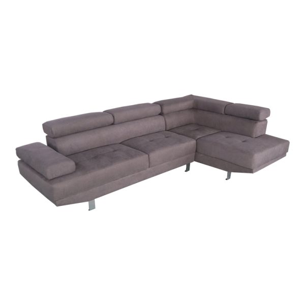 035 000100 Left corner sofa Delfie pakoworld fabric in grey color 260x163x72cmIndoor furniture > Cornered sofas