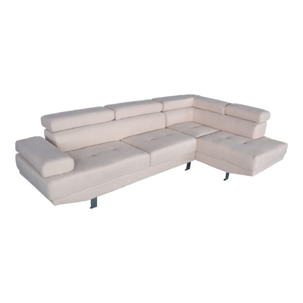 035 000101 Left corner sofa Delfie pakoworld fabric in beige color 260x163x72cmIndoor furniture > Cornered sofas