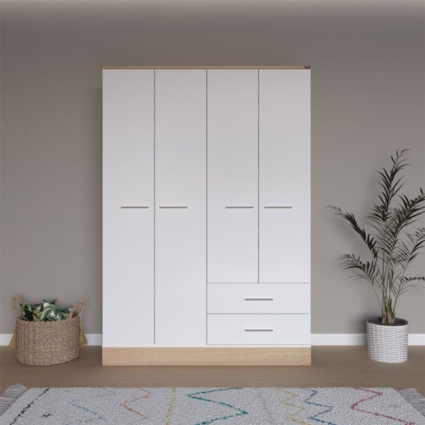 039 000198 2 Harmony pakoworld four-door wardrobe in oak-white shade 137x52x198cmIndoor furniture > Wardrobes