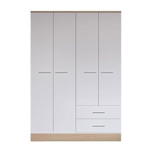 039 000198 Harmony pakoworld four-door wardrobe in oak-white shade 137x52x198cmIndoor furniture > Wardrobes