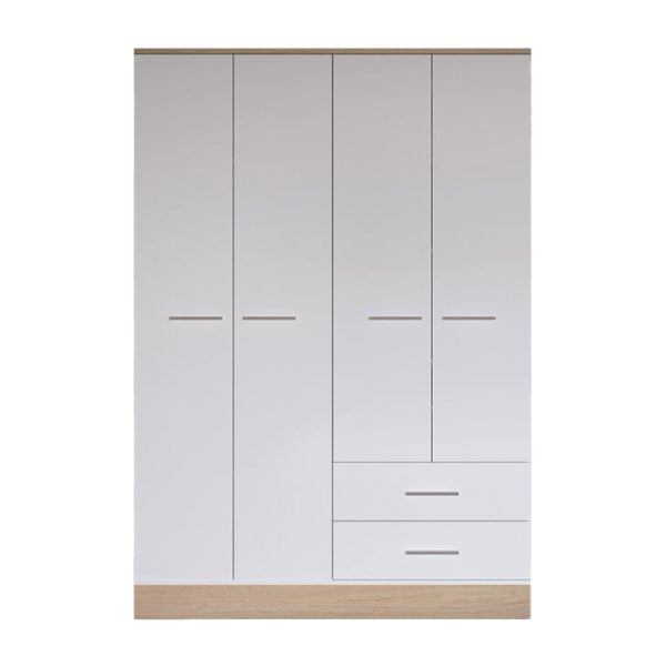 039 000198 Harmony pakoworld four-door wardrobe in oak-white shade 137x52x198cmIndoor furniture > Wardrobes