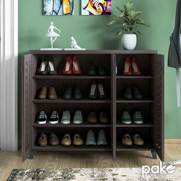 049 000006 2 Shoe cabinet MANTAM pakoworld 16 pairs walnut 115.5x40x92cmIndoor furniture > Shoe storage cabinet & cupboards