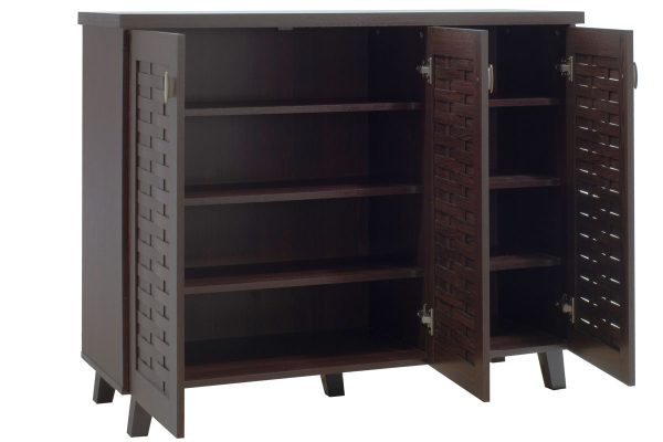 049 000006 3 Shoe cabinet MANTAM pakoworld 16 pairs walnut 115.5x40x92cmIndoor furniture > Shoe storage cabinet & cupboards