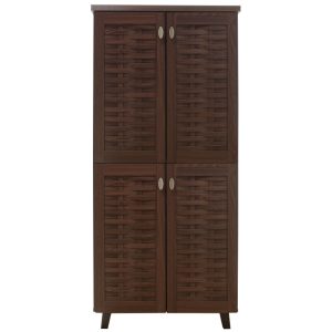 049 000009 4 Shoe storage cabinet MANTAM pakoworld with 4 doors for 24 pairs of shoes in walnut color 78x40x170,5cmIndoor furniture > Shoe storage cabinet & cupboards