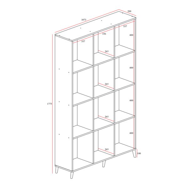 049 000045 3 Bookcase FIRENZE pakoworld in color sonoma 107x28,6x178cmIndoor furniture > Bookshelves