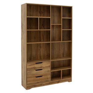 049 000067 Bookcase Lucinda pakoworld sonoma 120x29.8x180.5cmIndoor furniture > Bookshelves