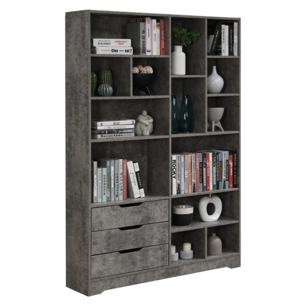 049 000092 Bookcase Lucinda pakoworld gray oak 120x29.8x180.5cmIndoor furniture > Bookshelves