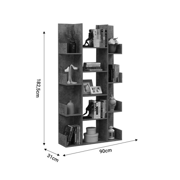 049 000093 2 Charles pakoworld melamine bookcase gray oak 90x31x182.5cmIndoor furniture > Bookshelves