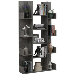 049 000093 Charles pakoworld melamine bookcase gray oak 90x31x182.5cmIndoor furniture > Bookshelves