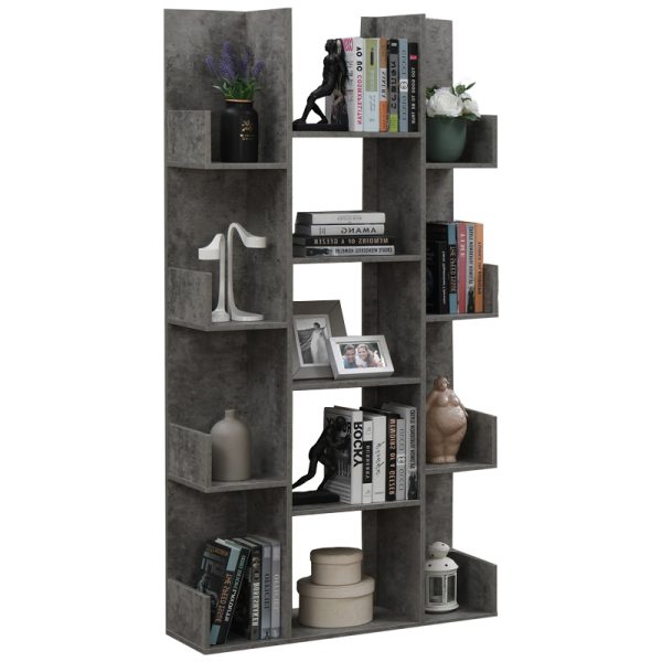 049 000093 Charles pakoworld melamine bookcase gray oak 90x31x182.5cmIndoor furniture > Bookshelves