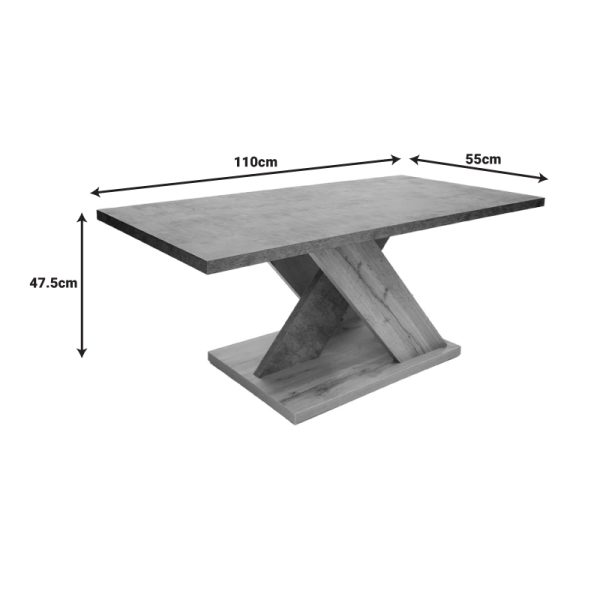 049 000102 4 Coffee table Solange pakoworld sonoma-grey color 110x55x47.5cmIndoor furniture > Coffee tables