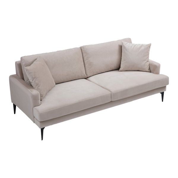 071 001565 2 2-seater sofa Fortune pakoworld velvet beige-black 175x90x88cmIndoor furniture > Sofas & Armchairs - Pre Order