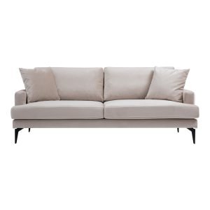071 001565 3 2-seater sofa Fortune pakoworld velvet beige-black 175x90x88cmIndoor furniture > Sofas & Armchairs - Pre Order