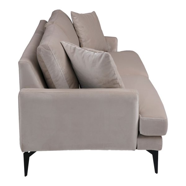 071 001565 4 2-seater sofa Fortune pakoworld velvet beige-black 175x90x88cmIndoor furniture > Sofas & Armchairs - Pre Order