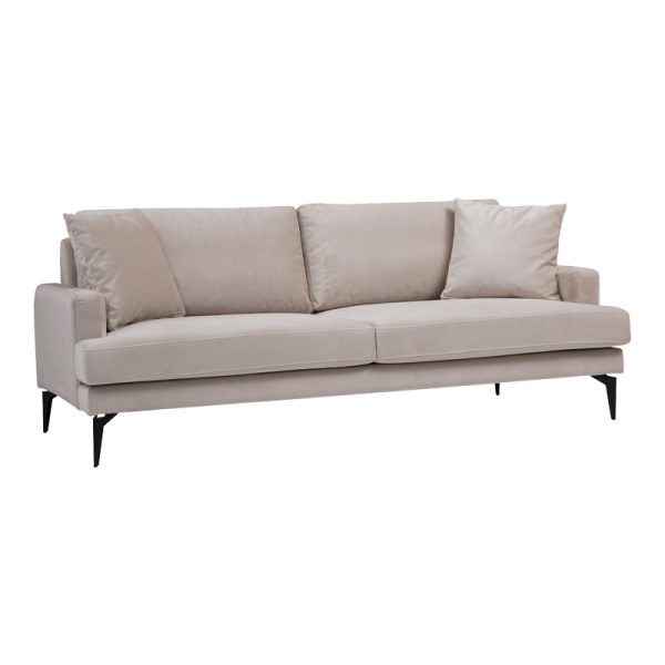 071 001565 2-seater sofa Fortune pakoworld velvet beige-black 175x90x88cmIndoor furniture > Sofas & Armchairs - Pre Order