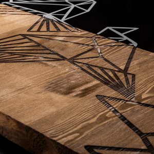 071 001572 2 Wall deco Perdon pakoworld pine wood in natural color and black metal 30x3x60cmDecoration > Decorations > Wall Decorations