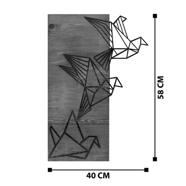 071 001572 3 Wall deco Perdon pakoworld pine wood in natural color and black metal 30x3x60cmDecoration > Decorations > Wall Decorations