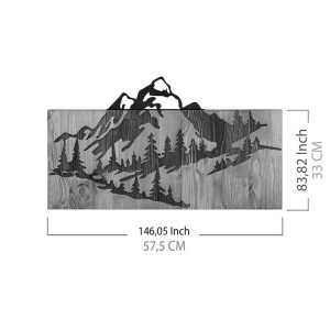 071 001578 3 Wall deco Mounten pakoworld pine wood in natural color and black metal 57.5x3x33cmDecoration > Decorations > Wall Decorations