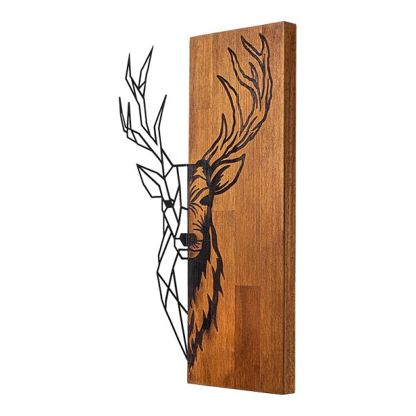 071 001588 2 Wall deco Deera pakoworld pine wood in natural color and black metal 33x3x58cmDecoration > Decorations > Wall Decorations