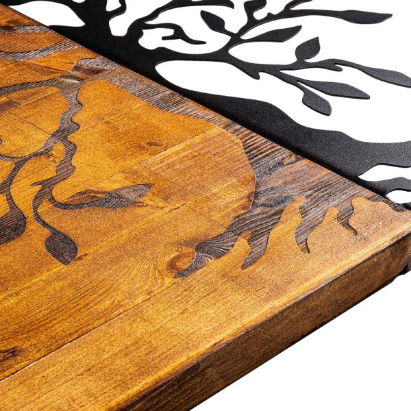 071 001602 2 Wall deco Trelbo pakoworld pine wood in natural color and black metal 58x3x58cmDecoration > Decorations > Wall Decorations